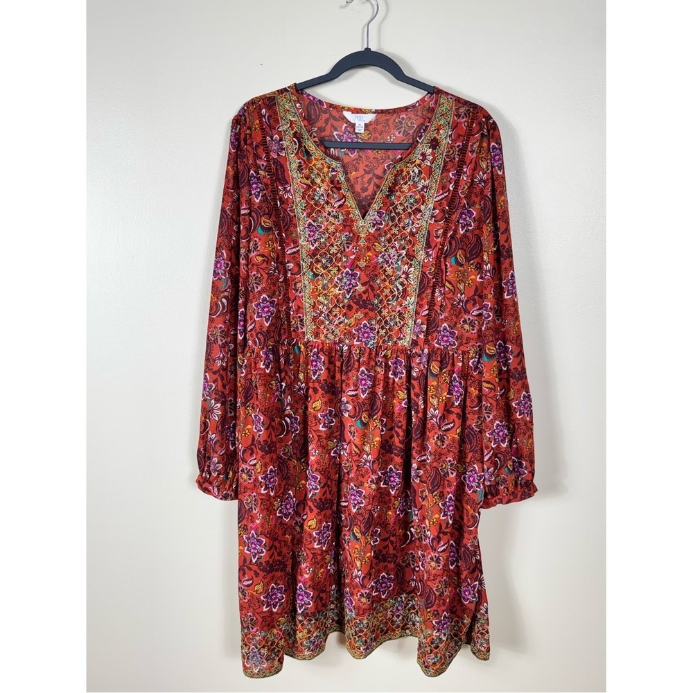 Womens Bohemian Floral Dress XL Cottage Prairie Peasant County Garden Party - Picture 2 of 6